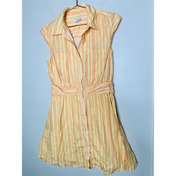 DEREK LAM COLLECTIVE Yellow Pinstripe Collared Button Up Shirtdress Size 46 - Picture 4 of 14